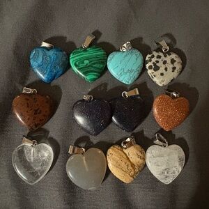 Heart-Shaped Stone Pendant Set